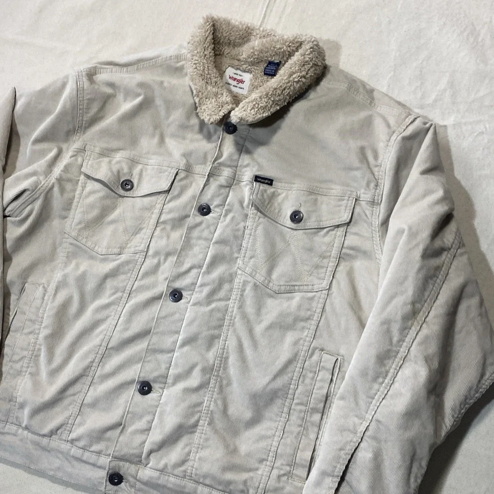 Wrangler Corduroy Jacket Mens XXL Brown Sherpa Lined Trucker Cowboy Rancher